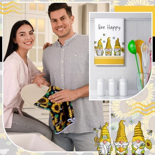 Tegeme 4 Pcs Bee Kitchen Tea Towel Set