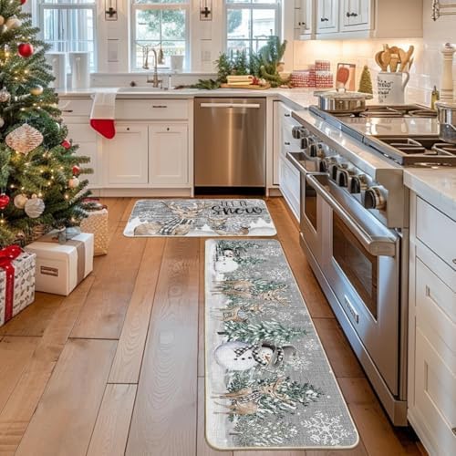 Festive Kitchen Mats Christmas Trees Deer