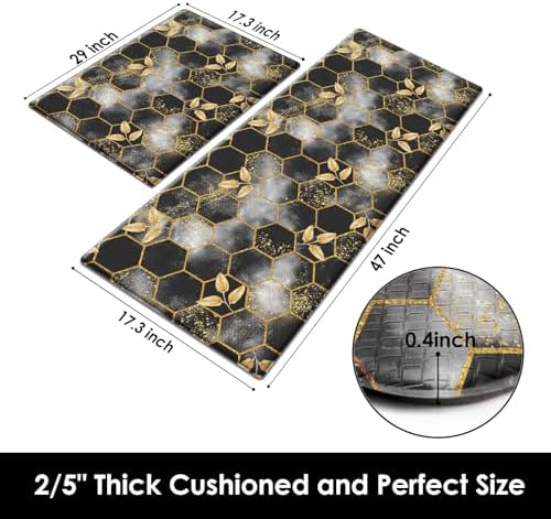 Arttown Marble Anti-Fatigue Kitchen Rug Set of 2