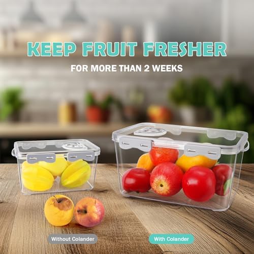 Fruit Containers 3-Piece Set with Colander for Fridge
