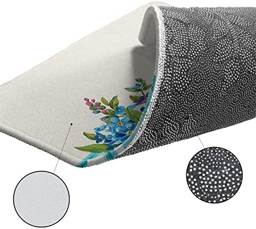 Carosoffe Blue Flower Kitchen Rugs 2-pc Set
