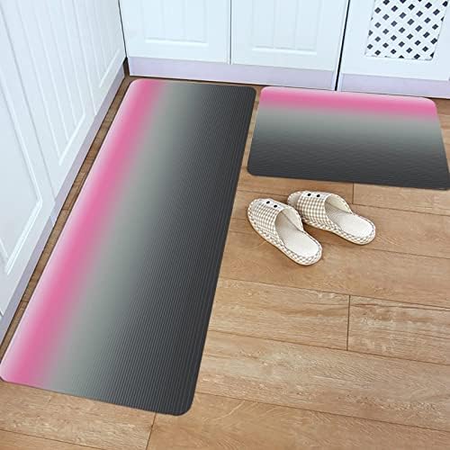 Carosoffe Grey Pink Kitchen Rugs Set