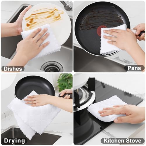Homaxy 12-Pack Kitchen Dish Cloths 10x10 White