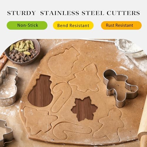 6-Pack Christmas Cookie Cutters Set - Durable for Baking More