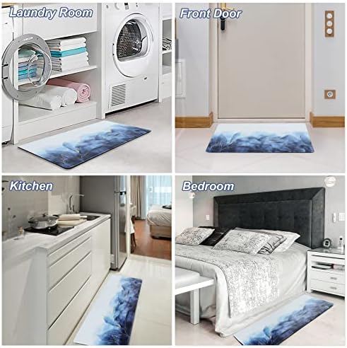 MAYHMYO Anti Fatigue Kitchen Mat Set of 2 Blue and Gold Design