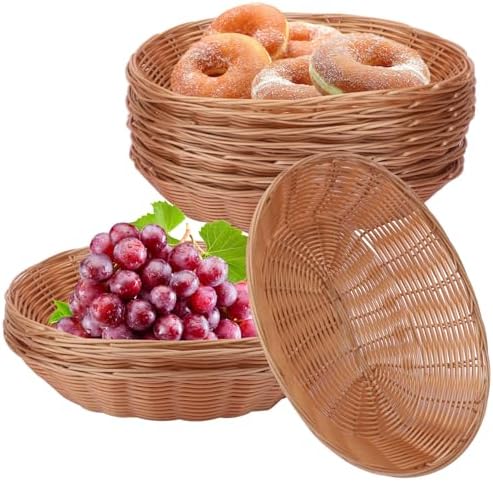 11 Inch Oval Poly Wicker Baskets 11 Pack