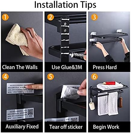 Black Storage Towel Rack for Bathroom Kitchen