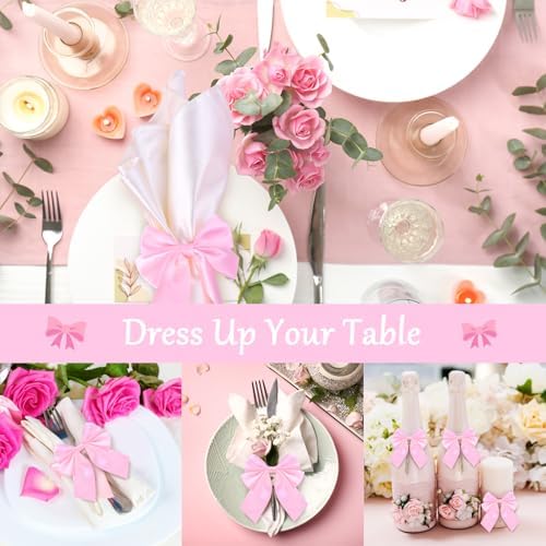 Napkin Ring Set of 12 Pink Bowknot Design