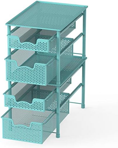 Simple Houseware 2-Tier Slide Organizer Turquoise - Compact Kitchen Storage Solution