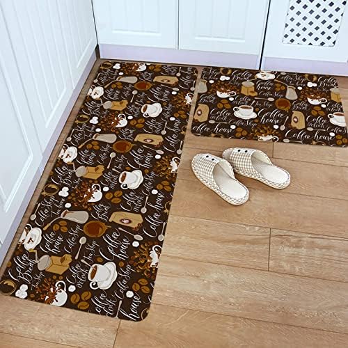 Two-Piece Coffee Bean Grinder Living Room Runner Rugs Set