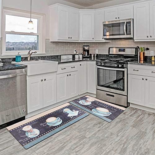 Cozy Coffee Theme Kitchen Rugs - Smooth Durable for Home