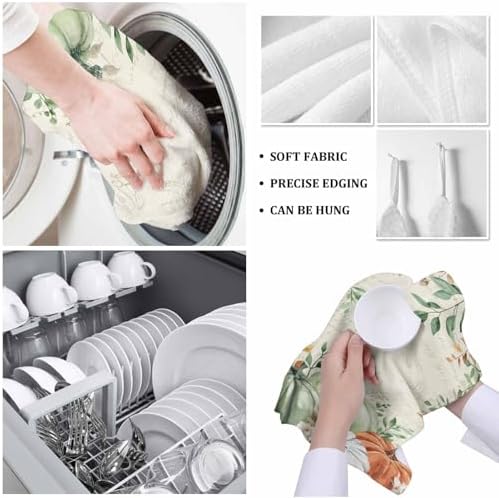 Sage Green Fall Pumpkins Kitchen Towels