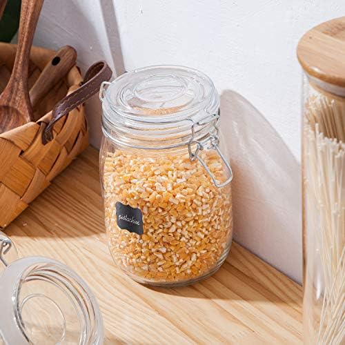 Flrolove 32oz Glass Canister Set of 4 with Hinged Lid