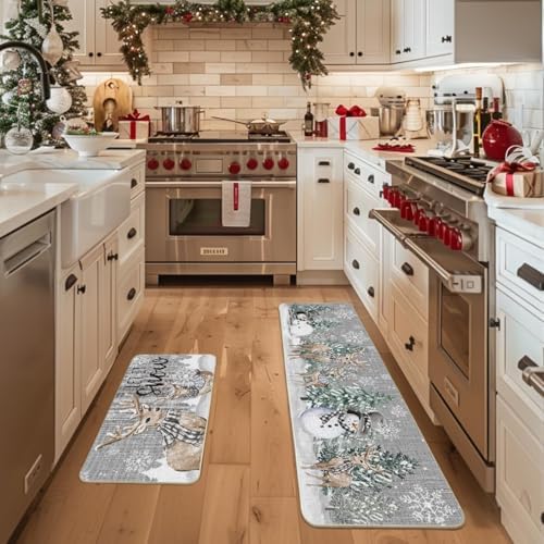 Festive Kitchen Mats Christmas Trees Deer