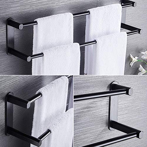 BOCbco Simple Shelf Double Tea Towel Holder 41Cm Black