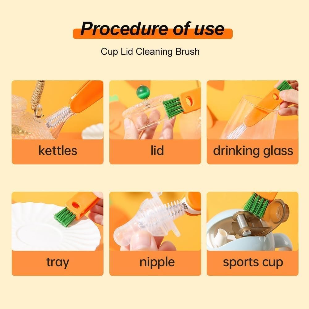 3-in-1 Cup Lid Gap Cleaning Brush for Baby Bottles Sports Cups More