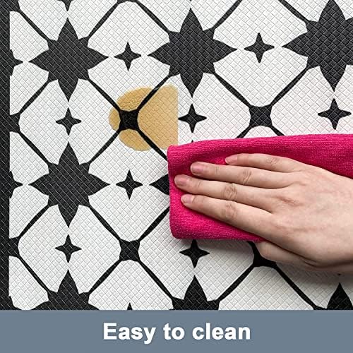 Artnice Kitchen Mat 2 PCS Black White Plaid Cushioned Anti Fatigue Rug