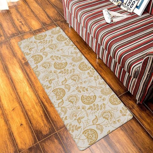 Orange Yellow Paisley Kitchen Mat