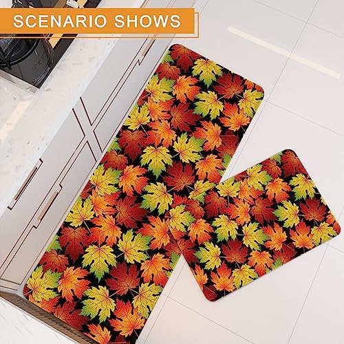 Fall Kitchen Rugs maple Leaves Kitchen Mat Set - Perfect For Autumn Thanksgiving