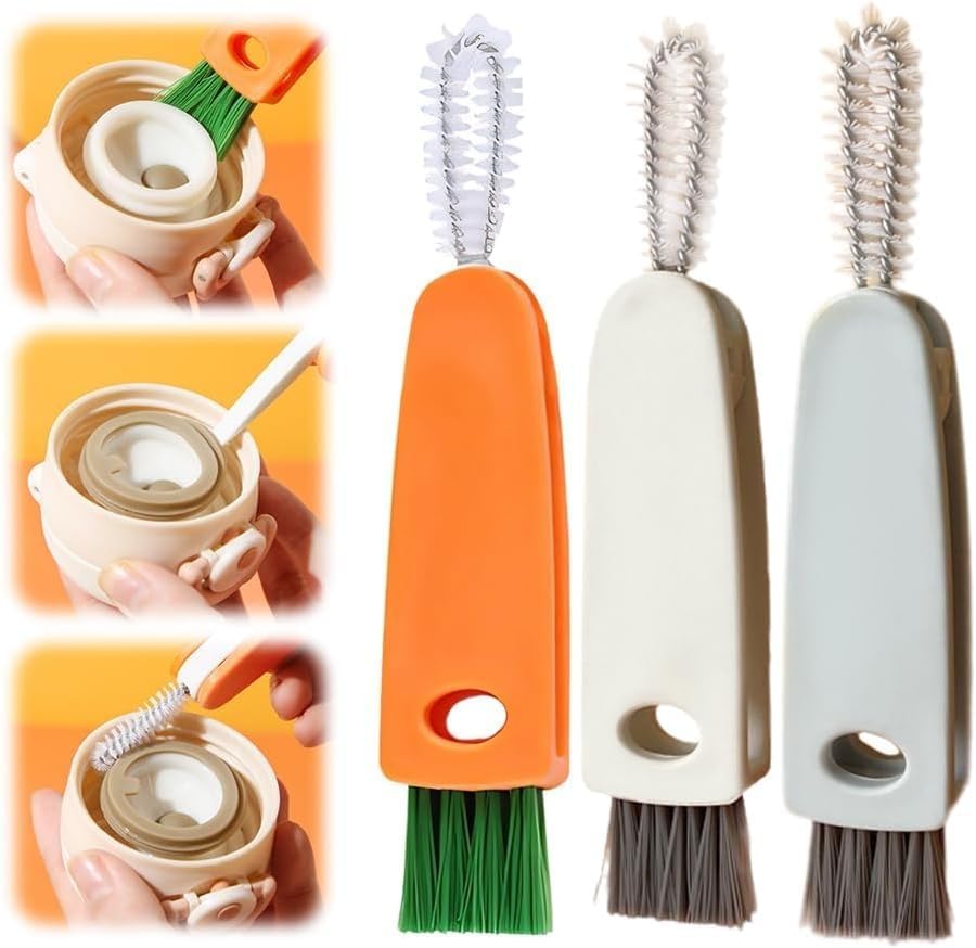 3-in-1 Cup Lid Gap Cleaning Brush for Baby Bottles Sports Cups More